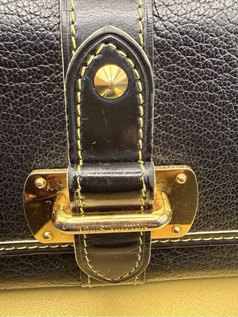 Vintage Louis Vuitton Suhali Black Leather Long Wallet Gold Hardware | COA